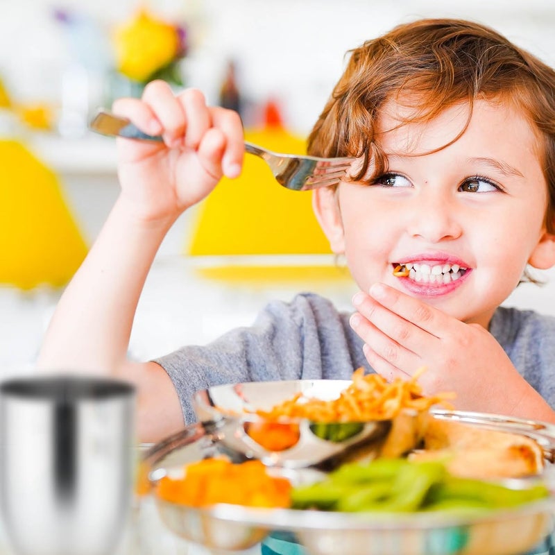 Ahimsa Stainless Steel Kids Utensils Set, Pediatrician Designed, Premium Kids Silverware, Non Toxic, Dishwasher Safe, Big Kid Fork and Spoon - Image 2